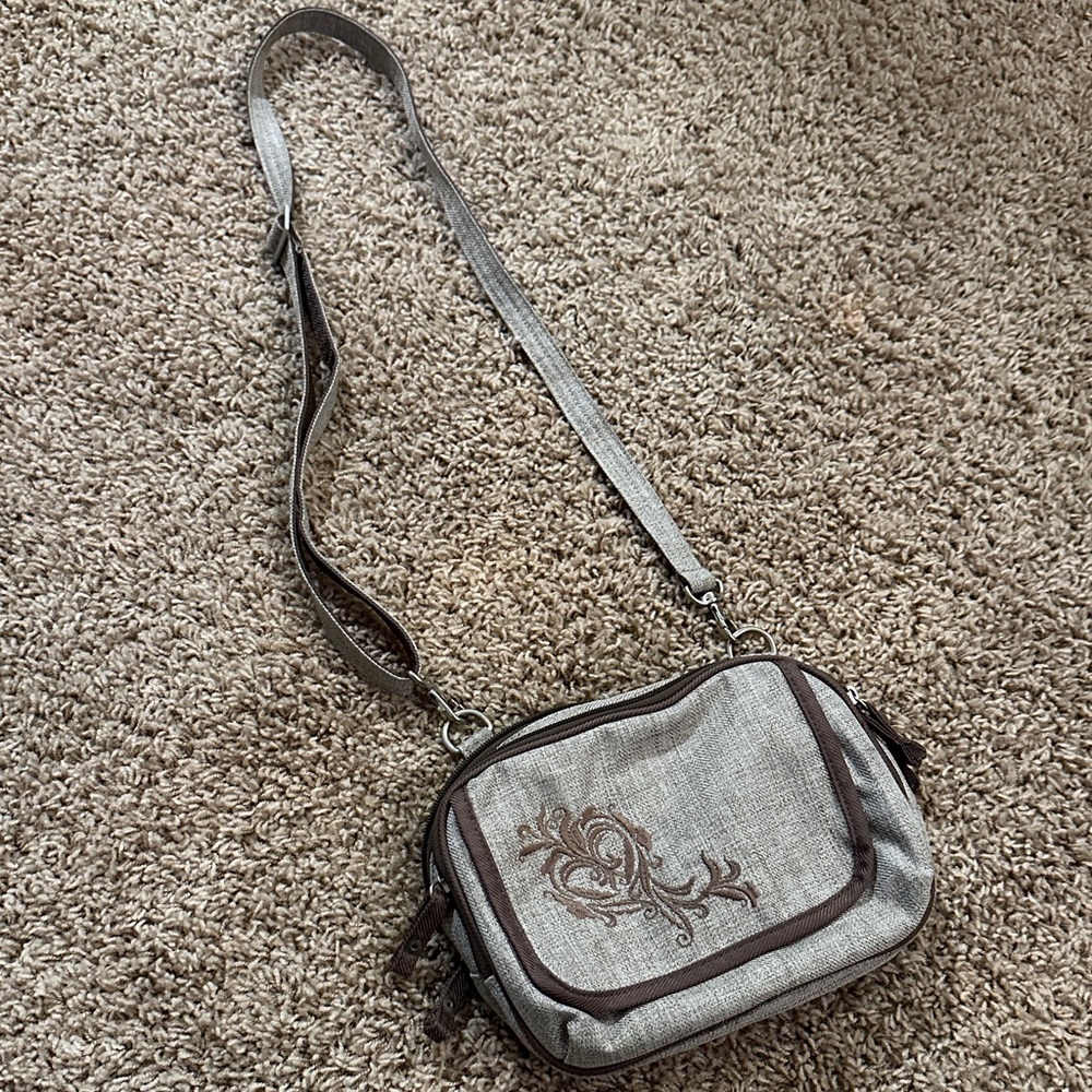 REI Crossbody Bag with Brown Feminine Embroidery Y2K Festival Pockets Granola - Picture 2 of 10
